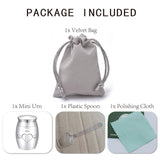 Alloy Cremation Urn Kit, with Disposable Flatware Spoons, Silver Polishing Cloth, Velvet Packing Pouches, Heart Pattern, 40.5x30mm, 1pc