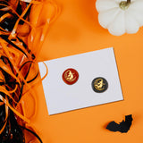 Halloween Golden Tone Brass Wax Seal Stamp Head with Wooden Handle, for Envelopes Invitations, Gift Card, Witch, 83x22mm, Stamps: 25x14.5mm