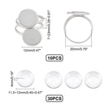 DIY Open Wrap Finger Ring Making Kit, Including 201 Stainless Steel Pad Ring Settings, Glass Cabochons, Stainless Steel Color, 40pcs/box