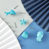 Porcelain Drawer Knobs, with Zinc Alloy Finding and Iron Screw, for Home, Cabinet, Cupboard and Dresser, Mixed Shapes, Deep Sky Blue, 4sets/bag