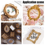10Pcs 5 Style Plastic Picture Frame, Mini Retro Embossed Photo Frame, for Dollhouse, Wall Decor, Photography Props, Rectangle & Oval, Goldenrod, 48~73.5x37.5~58x7~9mm, Inner Diameter: 27~45x19~32mm, 2pcs/style