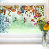 PVC Window Static Stickers, Rectangle Shape, for Window Decoration, Mushroom, 380x1160mm