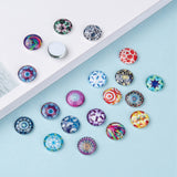 Printed Glass Flat Round Cabochons, Mixed Color, 12x4mm