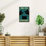 Iron Sign Posters, for Home Wall Decoration, Rectangle with Word Are You Pooping, Cat Pattern, 300x200x0.5mm