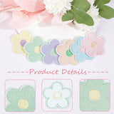 Macaron Color 5-Petal Flower Shape Iron on/Sew on Computerized Embroidery Polyester Clothing Patches, Appliques, Mixed Color, 63.5~64x65.5~66x1.5mm, 12pcs/set