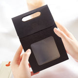 Rectangle Paper Storage Gift Boxes with Clear Window, Gift Packaging Case for Wedding Party Supplies, Black, 9.8x6x15cm