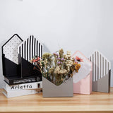 Envelope Gift Boxes, Folding Floral Bouquet Paper Boxes, Polka Dot & Striped Pattern, Mixed Color, 20x30x0.7cm, Unfold: 35.5x27x0.2cm