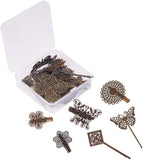 Brass Hair Bobby Pin Findings, Antique Bronze, 10.8x7.4x1.8cm, 23pcs/set