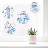 PVC Window Sticker, Flat Round Shape, for Window or Stairway  Home Decoration, Sea Animals, 180x180x0.3mm