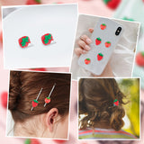 60Pcs 2 Style Resin Cabochons, Imitation Food, Strawberry, Red, 15~23x16~17x5.5~10mm, 30pcs/style