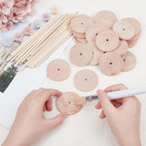 26 Sets Chinese Cherry Wood Unfinshed Wheel & Stick, DIY Wooden Craft Kit, Wheat, Stick: 15x0.5cm, Wheel: 5x0.6cm, Hole: 5.6mm, 3pcs/set