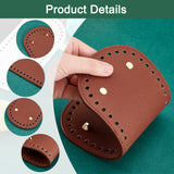 4Pcs 4 Colors Litchi Grain PU Leather Bag Bottoms, with Iron Nails, Oval, Mixed Color, 22.3x10.4x1cm, Hole: 5mm, 1pc/color