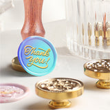 Thank You Brass Sealing Wax Stamp Head, with Wood Handle, for Envelopes Invitations, Gift Cards, Word, 83x22mm, Head: 7.5mm, Stamps: 25x14.5mm