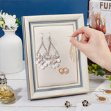 ABS Plastic Earring Display Stands, Photo Frame Earring Organizer Holder Coverd with Linen, with Needles, Rectangle, Antique White, Finished Product: 14.5x17.5x20.5cm, about 2pcs/set