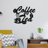 Laser Cut Basswood Wall Sculpture, for Home Decoration Kitchen Supplies, Coffee & Word Coffee Tea, Black, 250x300x5mm