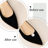 16Pcs Plastic Imitation Pearl Shoe Decoration, Alloy Detachable Shoe Buckle Clips, Half Round, Light Gold, 18.5~19x9.5mm