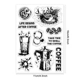 Custom PVC Plastic Clear Stamps, for DIY Scrapbooking, Photo Album Decorative, Cards Making, Coffee, 160x110mm