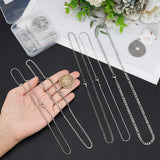 304 Stainless Steel Chain Necklaces, with Lobster Claw Clasps, Stainless Steel Color, 12strands/set