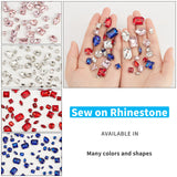 Sew on Rhinestone, Multi-strand Links, Glass Rhinestone, with Brass Prong Settings, Garments Accessories, Faceted, Mixed Shapes, Red, 8~18x4~13x4~7.5mm, Hole: 0.8~1mm, 100pcs/box