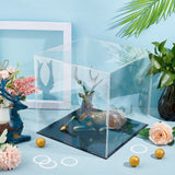 Transparent Acrylic Display Boxes, Dust-Proof Cases, with Black Base and 16Pcs Plastic Rings, for Models, Building Blocks, Doll Display Holders, Clear, 25.3~26x26~26.3x0.2cm, 22pcs/set