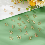 26Pcs 26 Style Brass Pendants, Letter, Real 18K Gold Plated, 15~16.5x3.5~15x2mm, Hole: 1.5mm, 1pc/style
