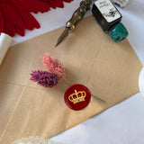 Retro Golden Tone Brass Sealing Wax Stamp Head, with Removable Wood Handle, for Envelopes Invitations, Gift Card, Crown, 83x22mm, Stamps: 25x14.5mm