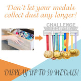 Iron Medal Holder Frame, Medals Display Hanger Rack, 3-Line, with Screws, Inspirational Quote, Word, 150x400mm