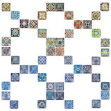 2 Sets 2 Colors Glass Cabochons, Square with Floor Tile Pattern, Mixed Color, 25x25x7mm, 24pcs/set, 1set/color
