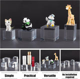 4Pcs 4 Styles Acrylic Jewelry Display Bases, Cube & Cuboid, Clear, 3~4.5x3~4.5x3~5cm, 1pc/style