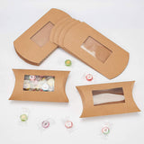 Paper Pillow Boxes, Gift Candy Packing Box, with Clear Window, BurlyWood, 17.5x10x3.8cm