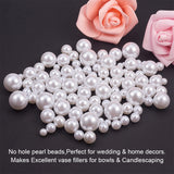 Acrylic Imitation Pearl Beads, No Hole/Undrilled, Round, White, 18.9x11.2x1.7cm, about 390pcs/box