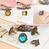 Adjustable Iron Finger Ring Components, with Alloy Cabochon Bezel Settings, Mixed Shape, Antique Bronze, Flat Round Tray: 20mm, 17x5mm, Flat Round Tray: 20mm, 17x5mm, Oval Tray: 18x13mm, 17x5mm, Flat Round Tray: 20mm, 17mm, Square Tray: 15.5x15.5mm, 17mm