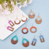 DIY Dangle Earring Making, with Resin & Wood Pendants, Brass Earring Hooks, Iron Jump Rings, Mixed Color, Pendants: 12pcs/set