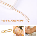 Soldered Brass Paperclip Chains, Flat Oval, Drawn Elongated Cable Chains, Golden, 7.6x2.6x0.5mm, 10m/box