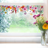 PVC Window Static Stickers, Rectangle Shape, for Window Decoration, Flower, 280x1160mm