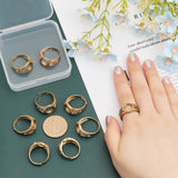 10Pcs Adjustable Brass Finger Rings Components, Ring Settings, Cadmium Free & Lead Free, Flat Round, Raw(Unplated), US Size 7 3/4(17.9mm), Tray: 10mm