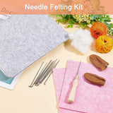 DIY Needle Felting Making Kit, Including Non-woven Fabric Pot Mat, Stainless Steel Felting Needles, Wood Punch Needles, Leather Finger Thimble, Mixed Color, 18pcs/bag