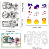 Custom PVC Plastic Clear Stamps, with PET Hollow Out Drawing Painting Stencils and Carbon Steel Cutting Dies Stencils, Vase, 102~200x110~200x0.8~3mm