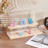 2-Tier Transparent Acrylic Presentation Boxes, Minifigures Display Case, with Wood Base, for Doll, Action Figures Storage, Clear, Finish Product: 32x12x21.2cm, about 9pcs/set