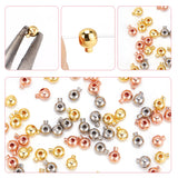 60Pcs 3 Colors Brass Crimp Beads, Long-Lasting Plated, Round, Mixed Color, 4.5x3.5x3mm, Hole: 0.8mm, 20pcs/color