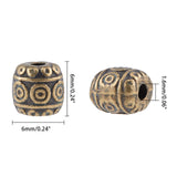 Tibetan Style Alloy Beads, Cadmium Free & Lead Free, Barrel, Mixed Color, 6x6mm, Hole: 1.6mm