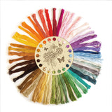 Poplar Wood Thread Winding Boards, Floss Organizer, for Cross Stitch Embroidery Cotton Thread Craft DIY Sewing Storage, Flat Round, 20 Positions, Flower Pattern, 150x8mm, 2pcs/set