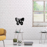 Iron Hanging Decors, Metal Art Wall Decoration, Butterfly with Skull, for Bathroom, Living Room, Home, Office, Garden, Kitchen, Hotel, Balcony, Matte Gunmetal Color, 250x300x1mm