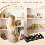 6 Tiers MDF Wood Commemorative Coin Display Tray, Desktop Coin Organizer Holder, Rectangle, Coconut Brown, 342x150x49mm