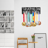 Sports Theme Iron Medal Hanger Holder Display Wall Rack, with Screws, Triathlon Pattern, 150x400mm