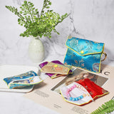 Embroidery Damask Cloth Pouches Set, with Snap Button and Zipper, Small Gift Bags for Jewelry, Mixed Color, 6.45~10.2x8~12.5cm, 15pcs/set