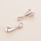 Rhodium Plated 925 Sterling Silver Pendant Bails, Ice Pick & Pinch Bails, Platinum, 18.4x5.2mm, Hole: 3.5x4mm, Pin: 0.8mm