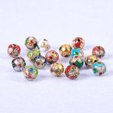 Handmade Cloisonne Beads, Round, Mixed Color, 8mm, Hole: 2mm, 120pcs/box, Square Plastic Bead Storage Container: 6.4x6.3x2cm