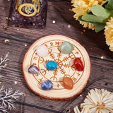 Rustic Wood Slice Pendumlum Boards, Pentagram & Leaf Pattern Pendumlum Boards, Chakra Theme, 80~120x9mm