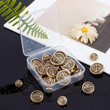 Alloy Shank Buttons, Flat Round with Anchor, Antique Golden, 11.5~24.5x7.5~10.5mm, Hole: 2mm, 40pcs/box